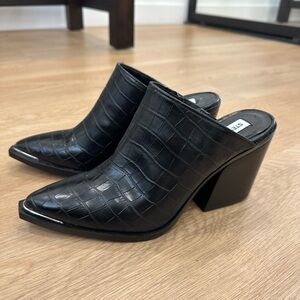 Steve Madden Black Croc Women's Mules